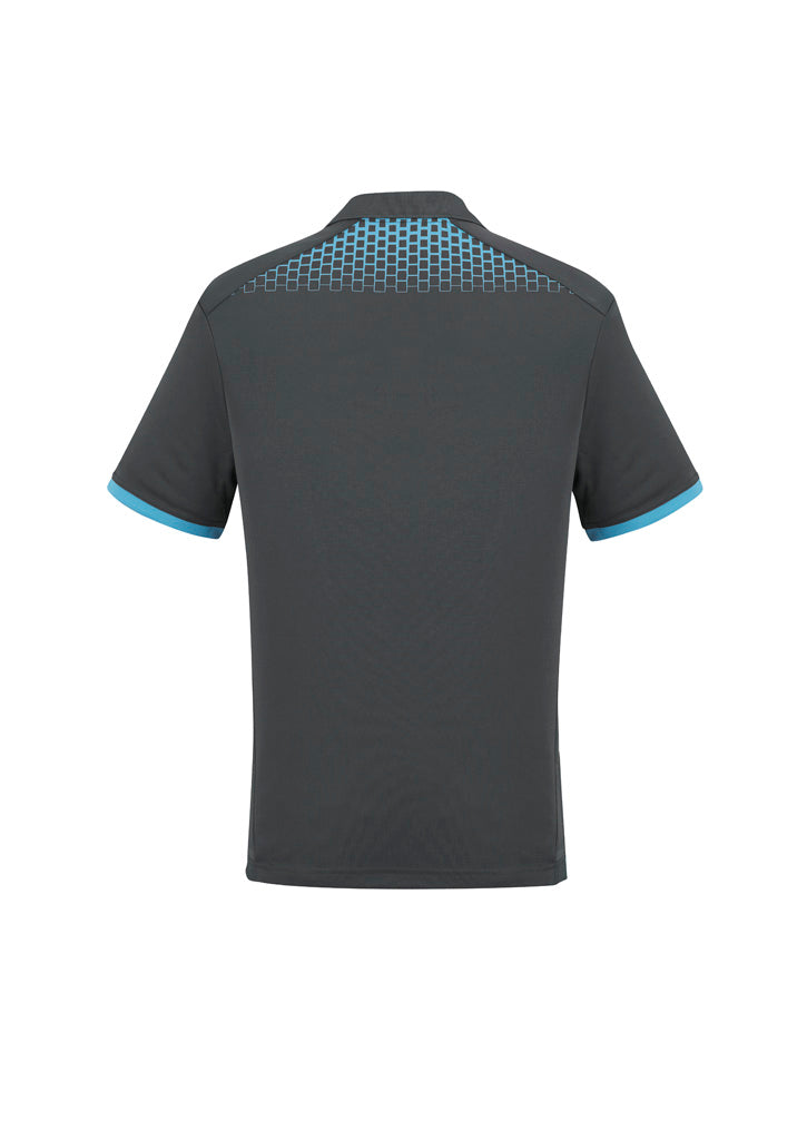 Mens Galaxy Short Sleeve Polo - Grey/Cyan ||SRC=https://cdn.fashionbizapps.nz/honeybee/images/P900MS_bProduct_Grey_Cyan_02_3icNou6.jpg