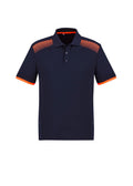 Mens Galaxy Short Sleeve Polo - Navy/Fluoro Orange ||SRC=https://cdn.fashionbizapps.nz/honeybee/images/P900MS_bProduct_Navy_FluoroOrange_01_LDWTab8.jpg