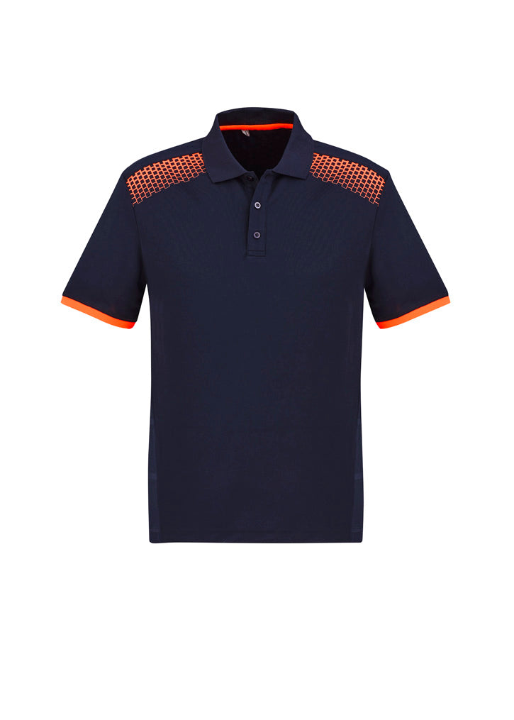 Mens Galaxy Short Sleeve Polo - Navy/Fluoro Orange ||SRC=https://cdn.fashionbizapps.nz/honeybee/images/P900MS_bProduct_Navy_FluoroOrange_01_LDWTab8.jpg
