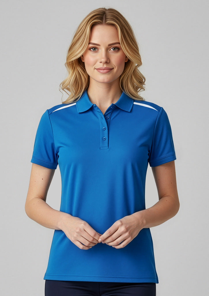 Womens Sonar Short Sleeve Polo ||SRC=https://cdn.fashionbizapps.nz/honeybee/images/P901LS_Talent_Royal_White_01_R.jpg