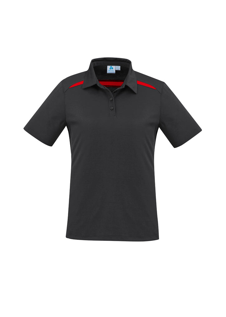 Womens Sonar Short Sleeve Polo - Black/Red ||SRC=https://cdn.fashionbizapps.nz/honeybee/images/P901LS_bProduct_Black_Red_01_JyWt2hU.jpg