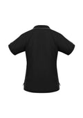 Womens Resort Short Sleeve Polo - Black/Charcoal ||SRC=https://cdn.fashionbizapps.nz/honeybee/images/P9925_Black_Charcoal_B.jpg