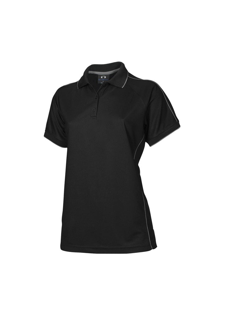 Womens Resort Short Sleeve Polo - Black/Charcoal ||SRC=https://cdn.fashionbizapps.nz/honeybee/images/P9925_Black_Charcoal_F.jpg