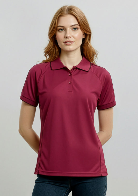 Womens Resort Short Sleeve Polo ||SRC=https://cdn.fashionbizapps.nz/honeybee/images/P9925_Talent_Cherry_Maroon_01.jpg