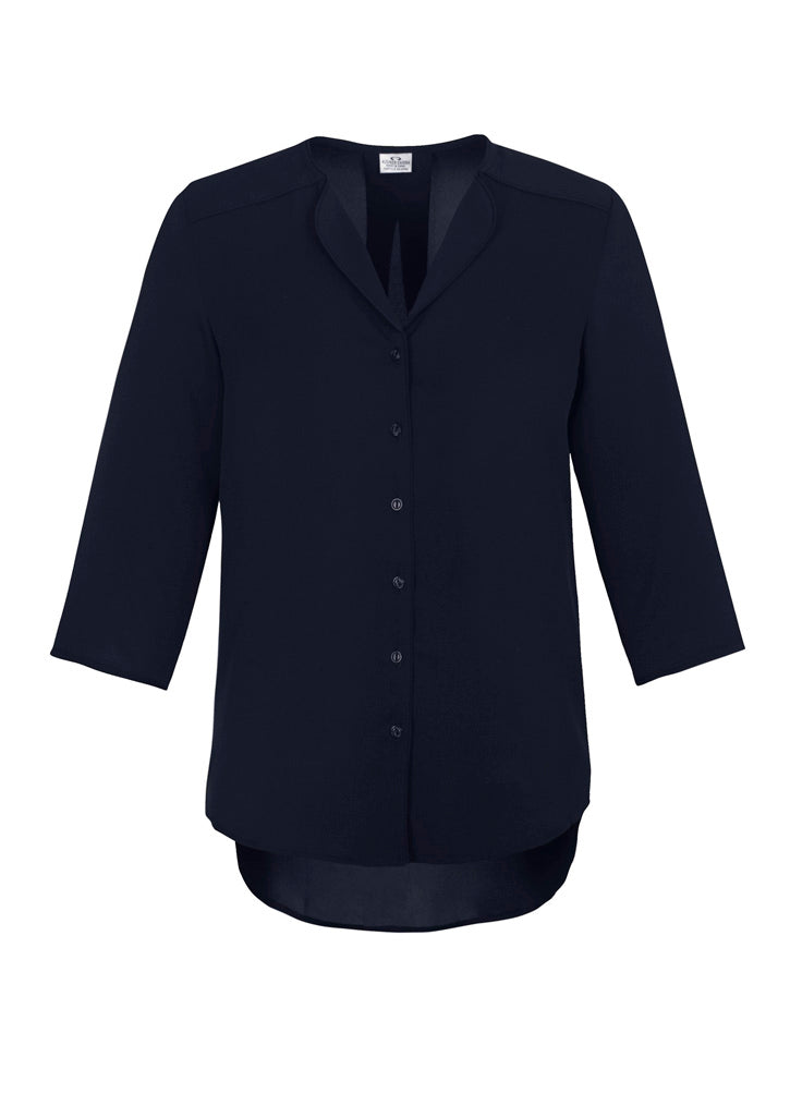 Womens Lily Longline Blouse - Ink ||SRC=https://cdn.fashionbizapps.nz/honeybee/images/S015LT_Product_Ink_01.jpg