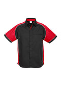 Mens Nitro Short Sleeve Shirt - Black/Red/White ||SRC=https://cdn.fashionbizapps.nz/honeybee/images/S10112_bProduct_Black_Red_White_01_Hs1qCg2.jpg