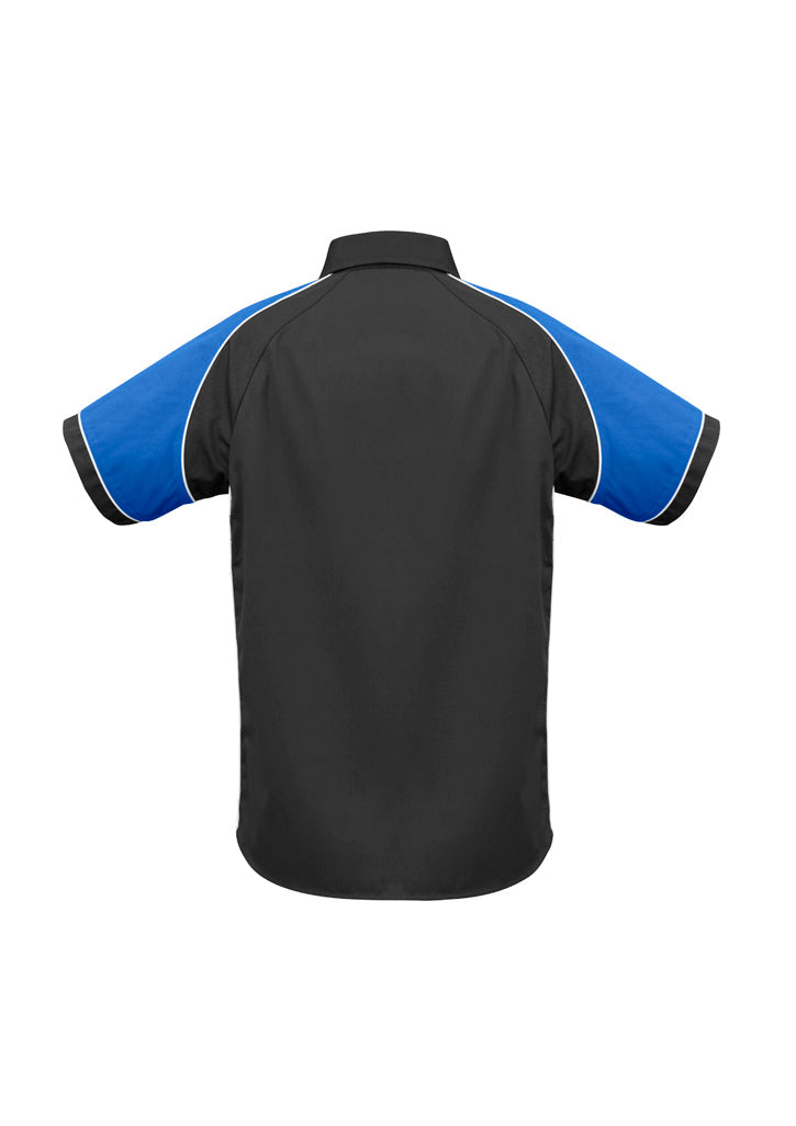 Mens Nitro Short Sleeve Shirt - Black/Royal/White ||SRC=https://cdn.fashionbizapps.nz/honeybee/images/S10112_bProduct_Black_Royal_White_02_lcbjX6l.jpg