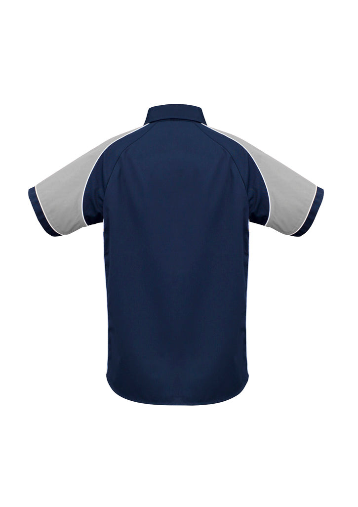 Mens Nitro Short Sleeve Shirt - Navy/Grey/White ||SRC=https://cdn.fashionbizapps.nz/honeybee/images/S10112_bProduct_Navy_Grey_White_02_19D3TBB.jpg