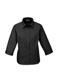 Womens Base 3/4 Sleeve Shirt - Black ||SRC=https://cdn.fashionbizapps.nz/honeybee/images/S10521_bProduct_Black_01_w532x7P.jpg