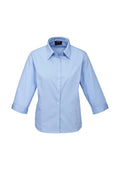 Womens Base 3/4 Sleeve Shirt - Blue ||SRC=https://cdn.fashionbizapps.nz/honeybee/images/S10521_bProduct_Blue_01_tZbOYFj.jpg