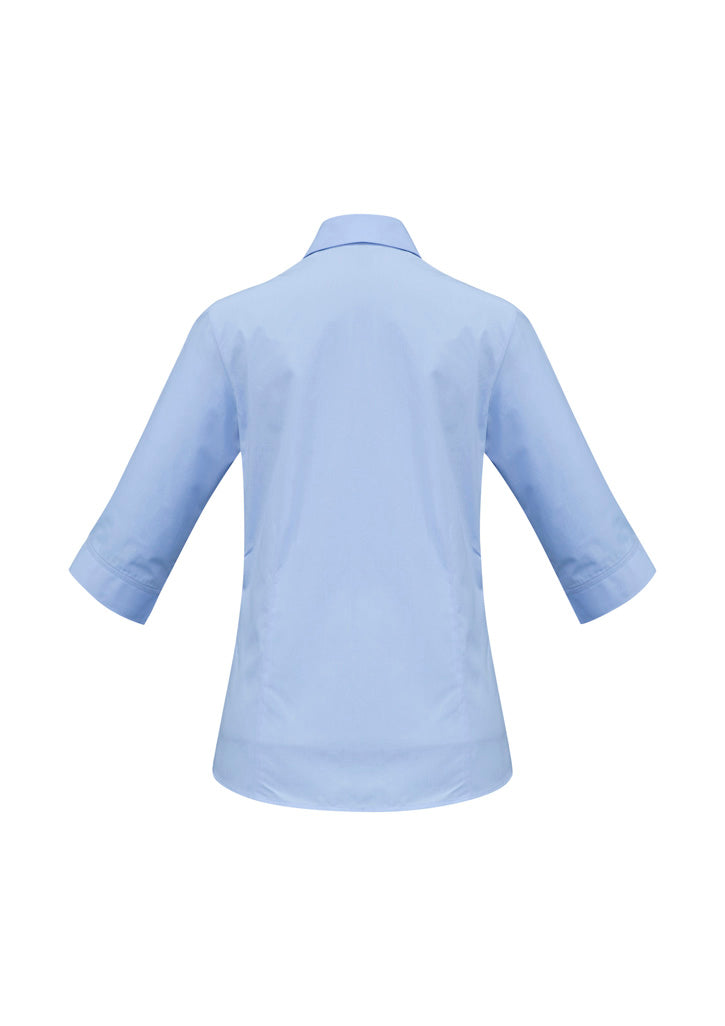 Womens Base 3/4 Sleeve Shirt - Blue ||SRC=https://cdn.fashionbizapps.nz/honeybee/images/S10521_bProduct_Blue_02_IEIzSmo.jpg