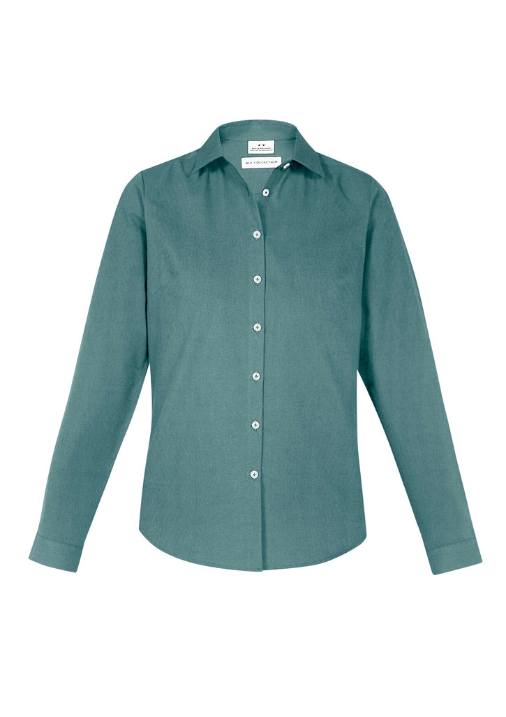 Womens Memphis Long Sleeve Shirt - Jasper Green ||SRC=https://cdn.fashionbizapps.nz/honeybee/images/S127LL_bProduct_JasperGreen_01_ZB9S2CT.jpg