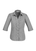 Womens Edge 3/4 Sleeve Shirt - Black ||SRC=https://cdn.fashionbizapps.nz/honeybee/images/S267LT_bProduct_Black_01_qyrLYbx.jpg