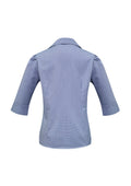 Womens Edge 3/4 Sleeve Shirt - Blue ||SRC=https://cdn.fashionbizapps.nz/honeybee/images/S267LT_bProduct_Blue_02_RTFsC22.jpg