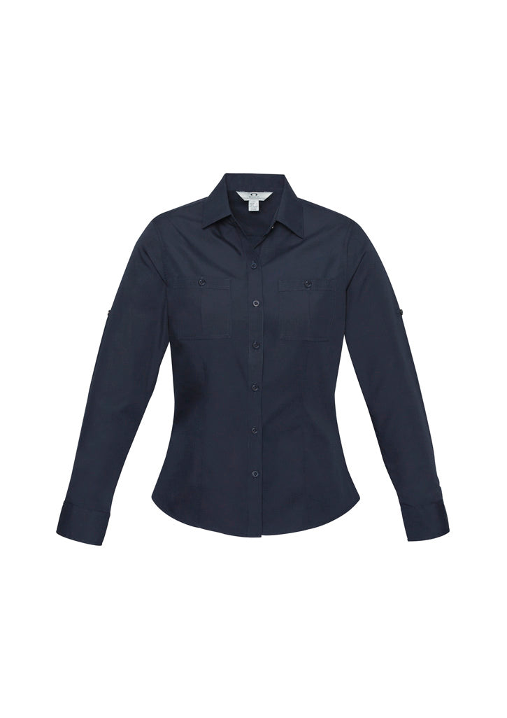 Womens Bondi Long Sleeve Shirt - Navy ||SRC=https://cdn.fashionbizapps.nz/honeybee/images/S306LL_bProduct_Navy_01_hfnj0a6.jpg