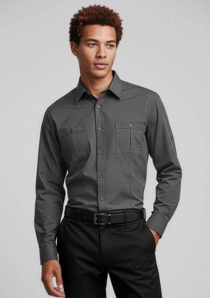 Mens Bondi Long Sleeve Shirt ||SRC=https://cdn.fashionbizapps.nz/honeybee/images/S306ML_Talent_Charcoal_01_VfekoDl.jpg