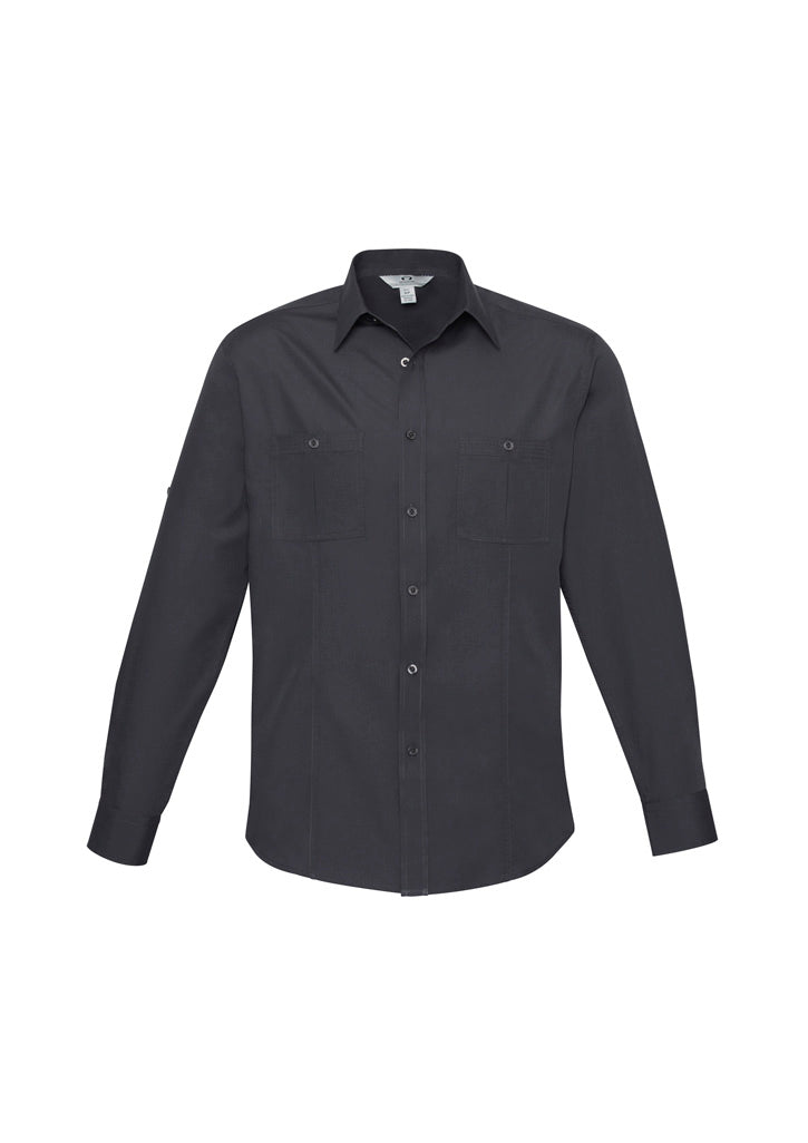 Mens Bondi Long Sleeve Shirt - Charcoal ||SRC=https://cdn.fashionbizapps.nz/honeybee/images/S306ML_bProduct_Charcoal_01_kCcV6OF.jpg