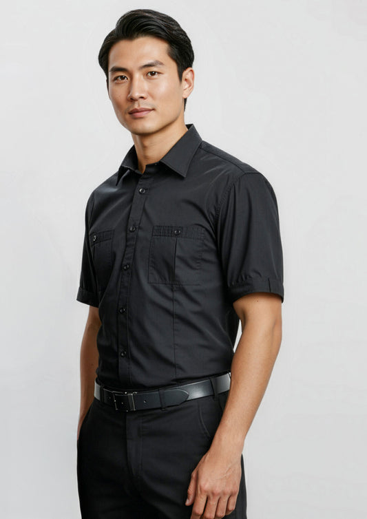 Mens Bondi Short Sleeve Shirt ||SRC=https://cdn.fashionbizapps.nz/honeybee/images/S306MS_Talent_Black_01_t3Duxao.jpg