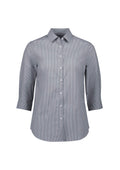 Womens Conran 3/4 Sleeve Shirt ||SRC=https://cdn.fashionbizapps.nz/honeybee/images/S336LT_bProduct_Slate_White_01_JVY7NPA.jpg