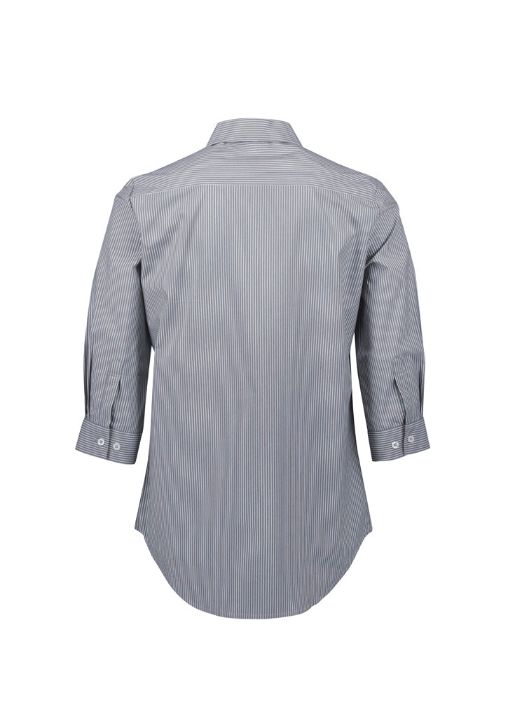 Womens Conran 3/4 Sleeve Shirt - Slate/White ||SRC=https://cdn.fashionbizapps.nz/honeybee/images/S336LT_bProduct_Slate_White_02_Xv4CV19.jpg