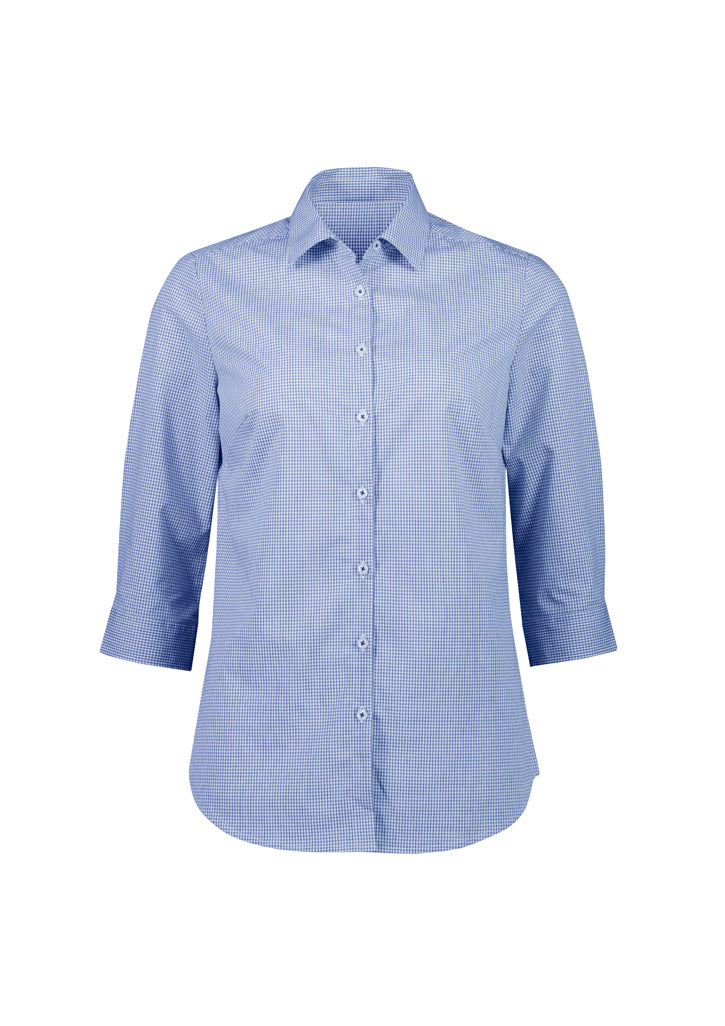 Womens Bristol 3/4 Sleeve Shirt - White/Navy ||SRC=https://cdn.fashionbizapps.nz/honeybee/images/S338LT_bProduct_White_Navy_01_KaWr00k.jpg