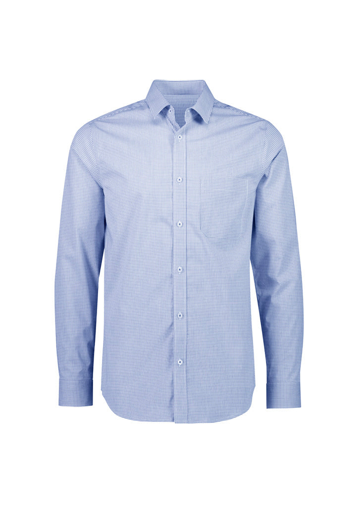 Mens Bristol Classic Long Sleeve Shirt - White/Navy ||SRC=https://cdn.fashionbizapps.nz/honeybee/images/S338ML_bProduct_White_Navy_01_6iZ2JHV.jpg