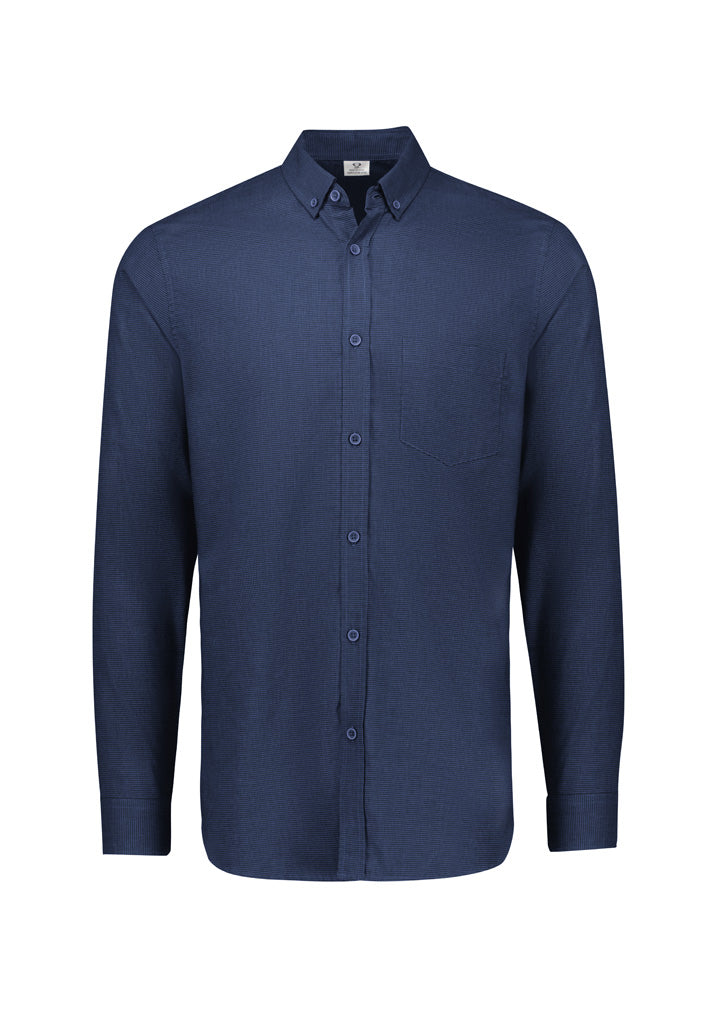 Mens Soul Long Sleeve Shirt - Navy ||SRC=https://cdn.fashionbizapps.nz/honeybee/images/S421ML_Product_Navy_01.jpg