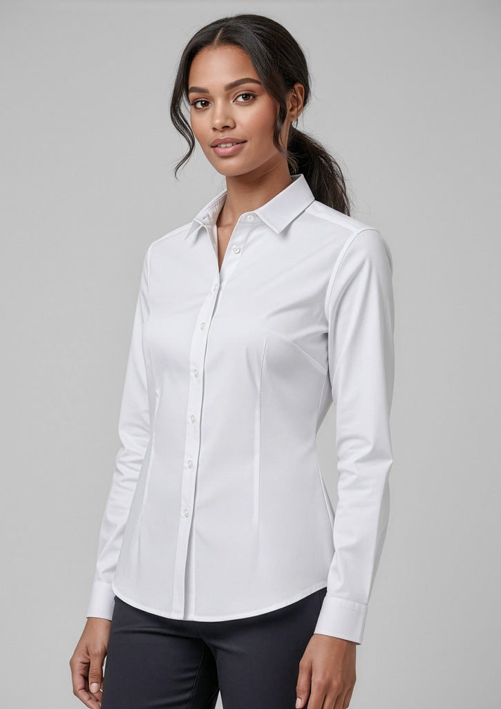 Womens Dalton Long Sleeve Shirt ||SRC=https://cdn.fashionbizapps.nz/honeybee/images/S522LL_Talent_White_01.jpg