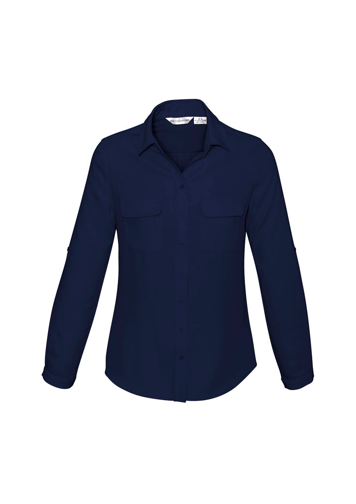Womens Madison Long Sleeve Shirt - Midnight Blue ||SRC=https://cdn.fashionbizapps.nz/honeybee/images/S626LL_bProduct_MidnightBlue_01_yr9vbRI.jpg