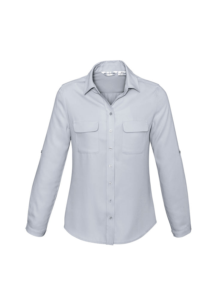 Womens Madison Long Sleeve Shirt - Silver Mist ||SRC=https://cdn.fashionbizapps.nz/honeybee/images/S626LL_bProduct_SilverMist_01_Zzh3ka5.jpg