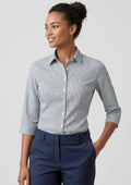 Womens Ellison 3/4 Sleeve Shirt ||SRC=https://cdn.fashionbizapps.nz/honeybee/images/S716LT_Talent_Silver_01.jpg
