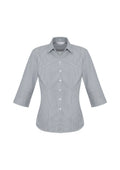 Womens Ellison 3/4 Sleeve Shirt - Silver ||SRC=https://cdn.fashionbizapps.nz/honeybee/images/S716LT_bProduct_Silver_01_ZUxxAm7.jpg