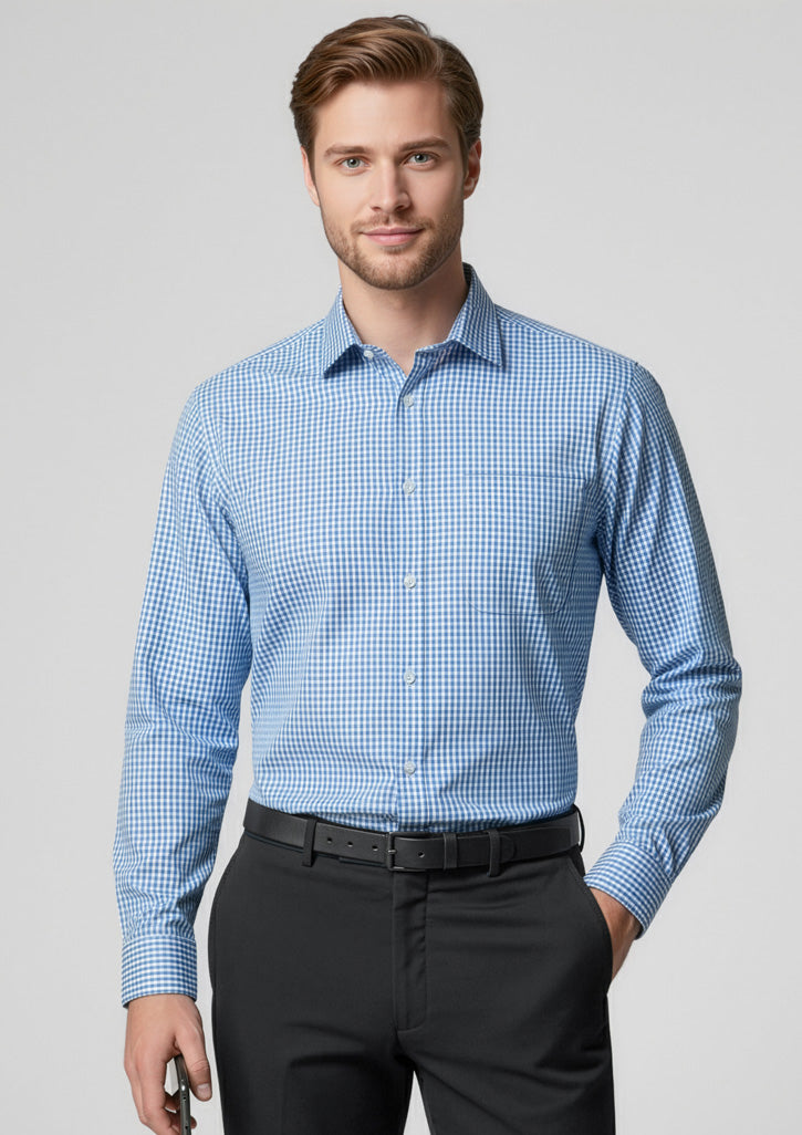 Mens Ellison Long Sleeve Shirt ||SRC=https://cdn.fashionbizapps.nz/honeybee/images/S716ML_Talent_FrenchBlue_01_R_Ud8HWR1.jpg