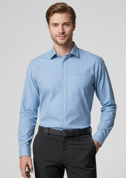 Mens Ellison Long Sleeve Shirt ||SRC=https://cdn.fashionbizapps.nz/honeybee/images/S716ML_Talent_FrenchBlue_01_R_Ud8HWR1.jpg