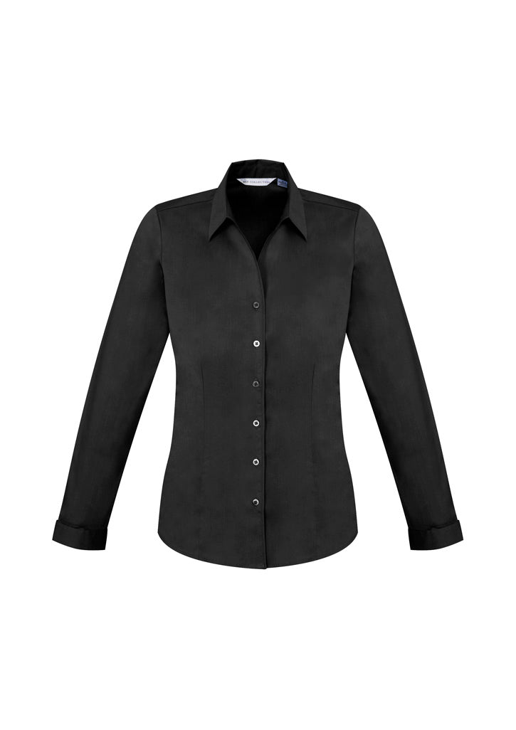 Womens Monaco Long Sleeve Shirt - Black ||SRC=https://cdn.fashionbizapps.nz/honeybee/images/S770LL_bProduct_Black_01_cHoK45N.jpg