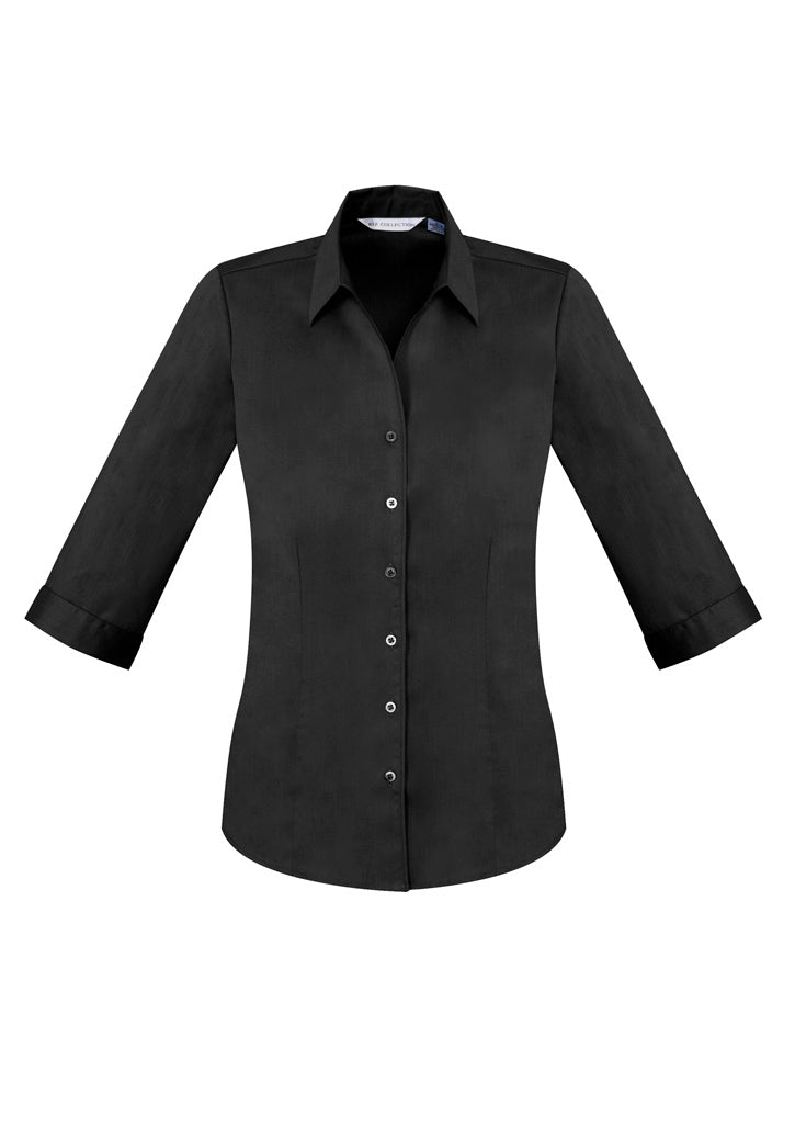Womens Monaco 3/4 Sleeve Shirt - Black ||SRC=https://cdn.fashionbizapps.nz/honeybee/images/S770LT_bProduct_Black_01_F9rSPMI.jpg