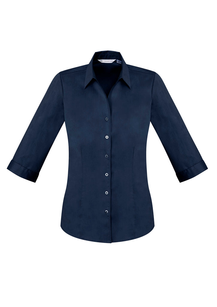Womens Monaco 3/4 Sleeve Shirt - Ink ||SRC=https://cdn.fashionbizapps.nz/honeybee/images/S770LT_bProduct_Ink_01_QaEuc1r.jpg