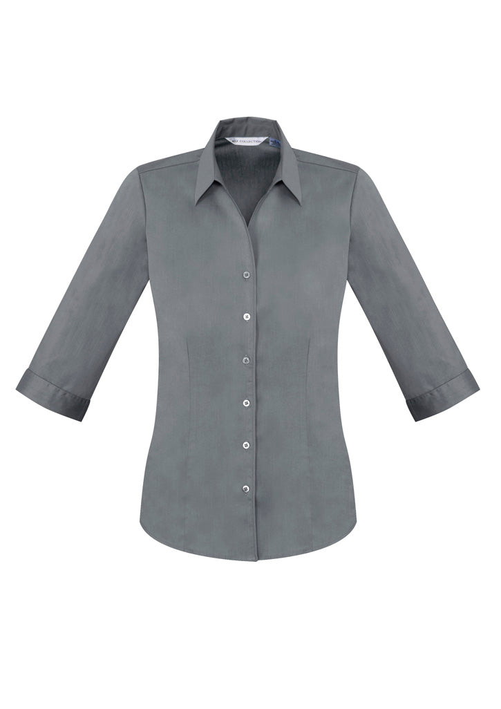 Womens Monaco 3/4 Sleeve Shirt - Platinum ||SRC=https://cdn.fashionbizapps.nz/honeybee/images/S770LT_bProduct_Platinum_01_2dGTg78.jpg