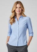 Womens Euro 3/4 Sleeve Shirt ||SRC=https://cdn.fashionbizapps.nz/honeybee/images/S812LT_Talent_Blue_01.jpg