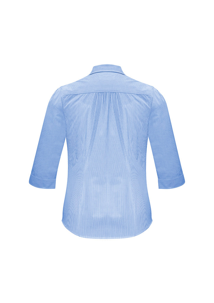 Womens Euro 3/4 Sleeve Shirt - Blue ||SRC=https://cdn.fashionbizapps.nz/honeybee/images/S812LT_bProduct_Blue_02_cktXc79.jpg