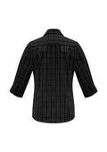Womens Harper 3/4 Sleeve Shirt - Black/Silver ||SRC=https://cdn.fashionbizapps.nz/honeybee/images/S820LT_bProduct_Black_Silver_02_ZaAPtR0.jpg