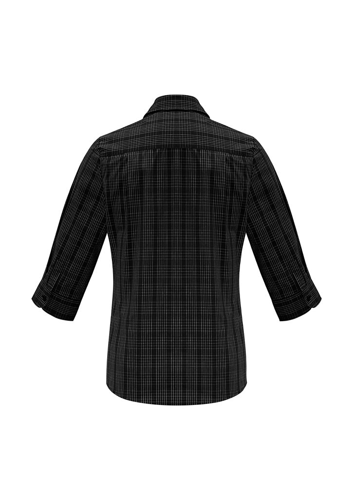Womens Harper 3/4 Sleeve Shirt - Black/Silver ||SRC=https://cdn.fashionbizapps.nz/honeybee/images/S820LT_bProduct_Black_Silver_02_ZaAPtR0.jpg