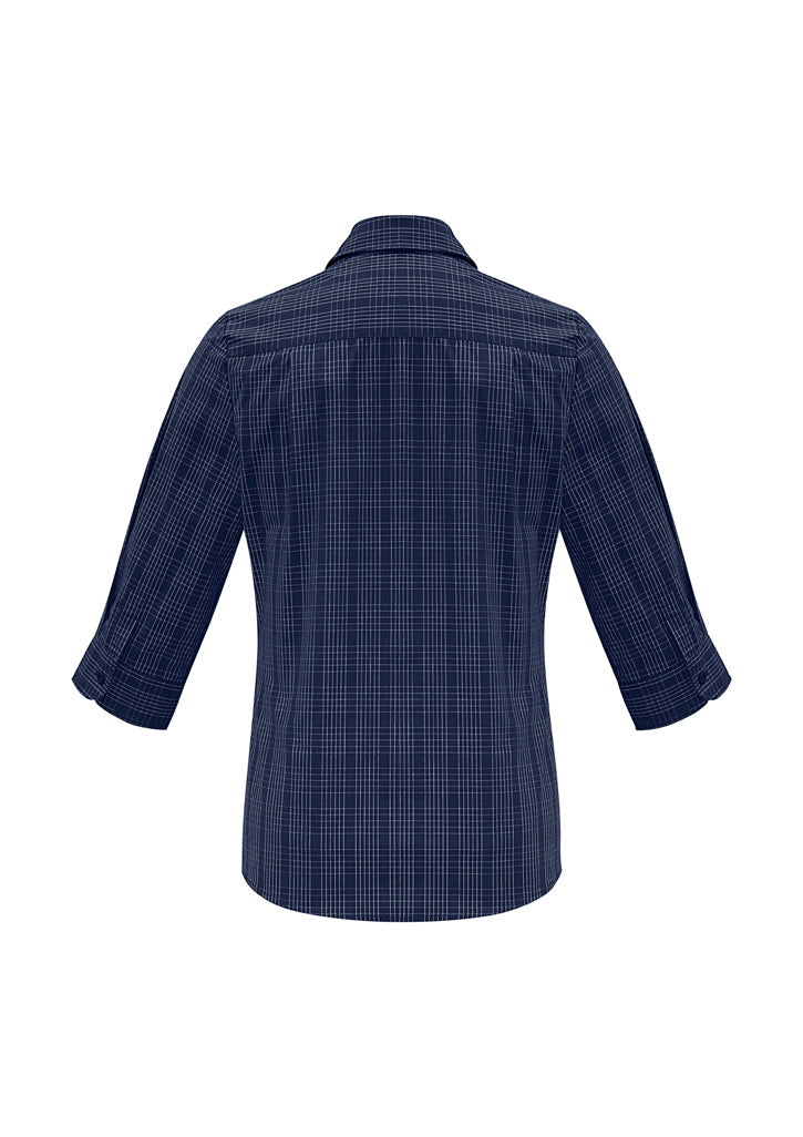 Womens Harper 3/4 Sleeve Shirt - Ink/Silver ||SRC=https://cdn.fashionbizapps.nz/honeybee/images/S820LT_bProduct_Ink_Silver_02_BORdQbg.jpg