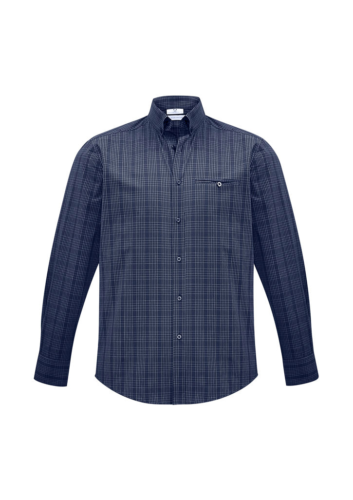 Mens Harper Long Sleeve Shirt - Ink/Silver ||SRC=https://cdn.fashionbizapps.nz/honeybee/images/S820ML_bProduct_Ink_Silver_01_nzP5c4J.jpg