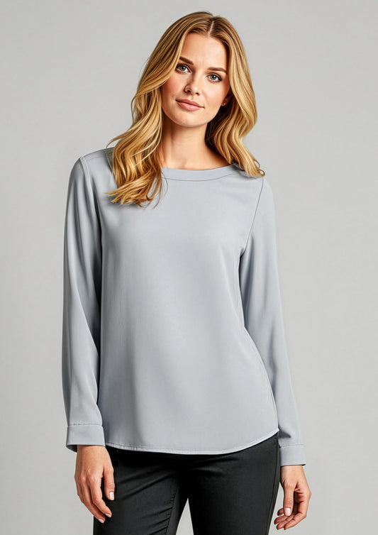 Womens Madison Boatneck Top ||SRC=https://cdn.fashionbizapps.nz/honeybee/images/S828LL_Talent_SilverMist_01_R_EaUL9dv.jpg