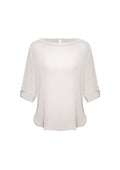 Womens Madison Boatneck Top - Ivory ||SRC=https://cdn.fashionbizapps.nz/honeybee/images/S828LL_bProduct_Ivory_F-SleevesRolledUp_e5QMDeI.jpg