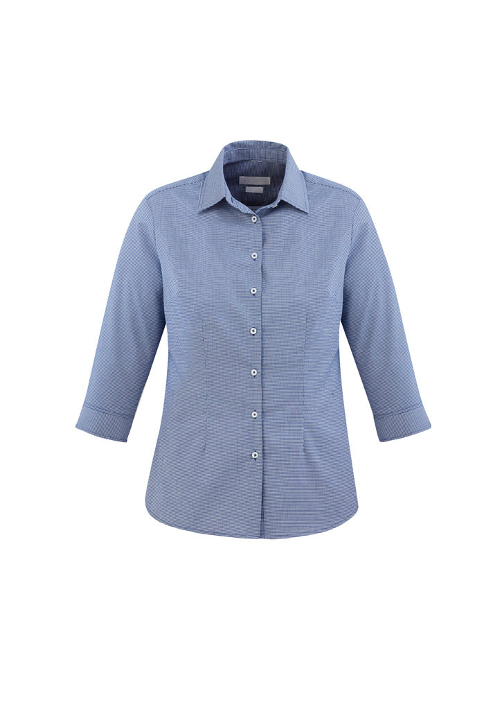 Womens Jagger 3/4 Sleeve Shirt - French Blue ||SRC=https://cdn.fashionbizapps.nz/honeybee/images/S910LT_bProduct_FrenchBlue_01_3BgQnw1.jpg
