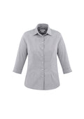 Womens Jagger 3/4 Sleeve Shirt - Silver ||SRC=https://cdn.fashionbizapps.nz/honeybee/images/S910LT_bProduct_Silver_01_E0P5hUC.jpg