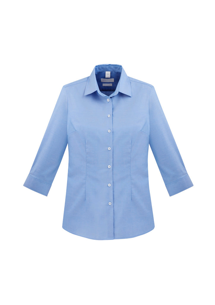 Womens Regent 3/4 Sleeve Shirt - Blue ||SRC=https://cdn.fashionbizapps.nz/honeybee/images/S912LT_bProduct_Blue_01_b3uVjYa.jpg