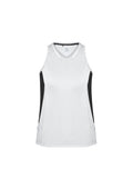 Womens Renegade Singlet - White/Black/Silver ||SRC=https://cdn.fashionbizapps.nz/honeybee/images/SG702L_bProduct_White_Black_Silver_01_dbhExXl.jpg
